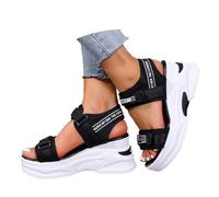 Generisch Platform Sandals, Women's Summer Sandals, Mesh Breathable Bathing Slippers, Fish Mouth Sandals, Trekking Sandals with Wedge Sandals, Athleisure Shoes, Safety Sandals, black, 4.5 UK