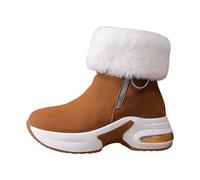 Generisch Platform Winter Boots for Women with Insulation Flat Heel Ideal for Outdoor Activities in Cold Season, brown, 4 UK