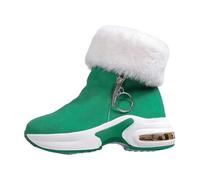 Generisch Platform Winter Boots for Women with Insulation Flat Heel Ideal for Outdoor Activities in Cold Season, Green, 9 UK