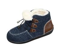 Generisch Platform Women's 39 Winter Fleece Lined Thickened Warm Canvas Cotton Boots for Women Thick Calves, darkblue, 6 UK