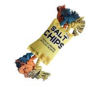 Generisch Play rope for dogs, chip bag shape, squeaky teething ring, cotton play rope for dogs, for all dog breeds, puppies, cats for indoors and on the go