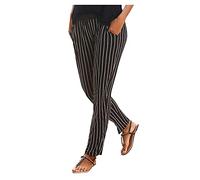 Generisch Pleated Trousers, Women's Long Trousers, Boho Trousers, Print Pockets, High Women's Beach Trousers with Simple Waist, Summer Women's Trousers with, black, XL