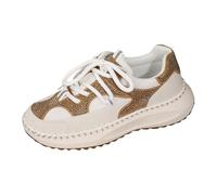 Generisch Plus Size Chunky Sole Lace Up Low Shank Bright Rhinestone Casual Shoes, beige, 10 UK