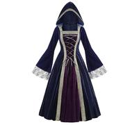 Generisch Plus Size Medieval Role Play Dress (Dark Blue, XXL)
