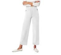 Generisch Plus Size Wide Leg Twill Pants Wide Leg Petite Crop Pants Stretch Capri Jeans Ankle Length Denim Pants for Women, White, S