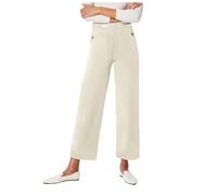 Generisch Plus Size Wide Leg Twill Pants Wide Leg Petite Crop Pants Stretch Capri Jeans Ankle Length Denim Pants for Women, beige, 4XL