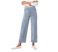 Generisch Plus Size Wide Leg Twill Pants Wide Leg Petite Crop Pants Stretch Capri Jeans Ankle Length Denim Pants for Women, gray, 4XL