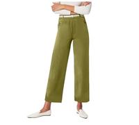 Generisch Plus Size Wide Leg Twill Pants Wide Leg Petite Crop Pants Stretch Capri Jeans Ankle Length Denim Pants for Women, Army Green, M