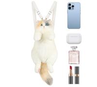 Generisch Plush Backpack Realistic Cat - Soft Toy Bag for Children | Cat Backpack Calicò Handmade, Accessory for School and Travel, Gift for Cats from Cats