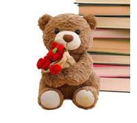 Generisch Plush Bear - Rose Petals Soft Cuddly Stuffed Animal Cushion Romantic Gift Toy with Handheld Bouquet for Girlfriend, Women, Children on Wedding, Birthday, Christmas