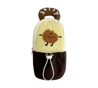 Generisch Plush Pencil Case, Cute Plush Case with Zip, Hanger and Extra Drawstring Pocket. 5 Cute Designs, Unisex, Versatile for Pens, Office & Gifts. 22 x 13 x 6.8 cm, Biscuit, Cute/Fresh/Modern