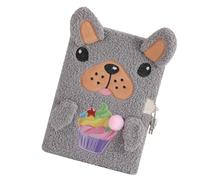 Generisch Plush Puppy Diary, Locked Journal Notebook, Cute Diary with Key Lock, Girls Journal with Adorable Plush Cover, Portable Diaries, Secure Closure, Women Girls for School Home