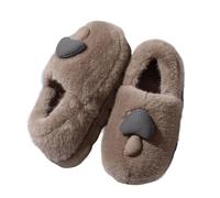 Generisch Plush Slippers for Men and Women, Memory Foam, Retro, Soft Plush, Warm Slip-On Shoes, Christmas Slippers, Cute, Chequered, Cosy for Indoor and Outdoor Use, coffee, 10 UK