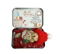 Generisch Pocket Bear, Tin Box, Mini Stuffed Toy, Miniature Bear, Cosy Children, Cute Box Doll Accessories with Christmas Game, Playtimes and Collectable Dis