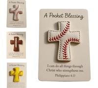 Generisch Pocket Blessing Baseball Cross Edition, Baseball Pocket Hug, Pocket Cross Token with Card for Baseball Fans, Christians and Sports Lovers (White)