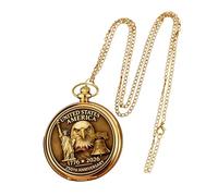Generisch Pocket Watch with Chain Mechanical US Flag Jewelry | 250. Collectable metal pocket watch for adults, at home, when travelling, in the daily office, at wedding parties, for