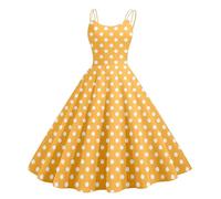 Generisch Polka Dot Dress with Feminine Detail for Casual Semi Formal Occasion, yellow, S