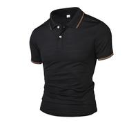 Generisch Polo Shirt Men's Short Sleeve Quick-Drying Breathable Polo Shirt with Button Placket Polo Shirt Knitted Top Shirt, Black Polo Shirts for Men, XXL