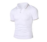 Generisch Polo Shirt Men's Short Sleeve Quick-Drying Breathable Polo Shirt with Button Placket Polo Shirt Knitted Top Shirt, White Polo Shirts for Men, 3XL