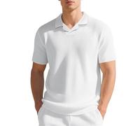 Generisch Polo Shirt Men's Short Sleeve Waffle Pattern Polo Shirt V-Neck Polo Shirt 2025 Summer Leisure Office Top Shirts, White Polo Shirts for Men, M