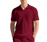 Generisch Polo Shirt Men's Short Sleeve Waffle Pattern Polo Shirt V-Neck Polo Shirt 2025 Summer Leisure Office Top Shirts, Red Polo Shirts for Men, XXL