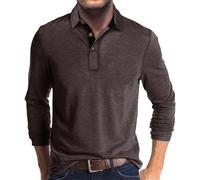 Generisch Polo Shirts for Men Long Sleeve Plain Sweatshirts Without Hood with Buttons Polo Shirt 2025 Casual Basic Top, Braun Polo Shirts for Men, 5XL