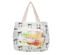 Generisch Polyester and Canvas Lunch Bag - 26 x 15 x 21 cm Reusable Lunch Bag | Women's Lunch Bag, Portable Lunch Bag with Bow in College Style for Office Work School Picnic Camping