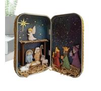 Generisch Portable Nativity Set - Mini 3D Festive Decorative Sacred Nativity Figures | Holy Family Christmas Figures in Box | For Desk, Office, Home, Bedroom and Living Room