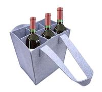 Generisch Portabotellas - Fieltro Portátil, 6 Botellas | Vino Con ASA, para Bodas, Viajes, Picnic, Cumpleaños, Reutilizable, Transporte Seguro, , Hogar, Regalo Elegante, Light Gray