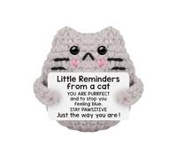 Generisch Positive Cat Crochet - Handmade Positive Crochet | Knitting Crochet with Message | Funny Kitty Plush | Knitting Doretor Basket Stuffers for Emotional
