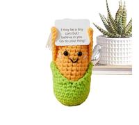 Generisch Positive Crochet, Corn Shaped Decorative Item for the Desk with a Card, Funny Positive Crochet Corn, for Colleagues, Teachers, Students, Friends and Girls as well as Women and