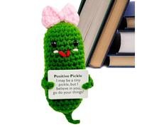 Generisch Positive Cucumber, Crochet Doll - Big Dill Pickle with Positive Card, Pickle Cucumber Crochet Doll for Women, Girls