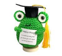 Generisch Positive with Affirmation Card - Adorable Crochet Cute Positive Knitting Toy | Knitted Frog Doll for Display on a Table or Bookshelf Home Decor