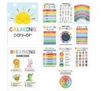 Generisch Poster Quiet Corner, Pack of 12 Calming Corner Posters, Mental Health and Well-being Wall Art for Children, for Preschool, Playroom, Home