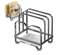 Generisch Pot Lid - 3-Tier Stainless Steel Storage Stand with Drip Tray | Kitchen Rack for Pot Lid | for Baking Trays, Kitchen Utensils, Cutting Boards and Ovens