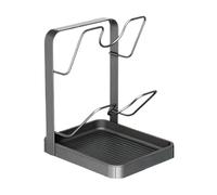 Generisch Pot Lid Holder, Space-Saving & Non-Slip with Drip Tray, Storage Space for Cooking, for Kitchen, Storage, Cabinet, Worktop, Pantry, Household, Restaurant