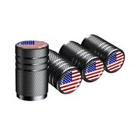 Generisch Premium US Flag Tyre Valve Caps - Universal Aluminium Alloy Valve Caps for Car, Motorcycle, Bicycle & Truck - Rust Protection & Dustproof - Black/Silver (Pack of 4)