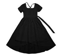Generisch Princess Costume, One Plain Long Dress with a Graceful and Elegant Waist and a Wide Hem with Ruffle Edges for Girls from 7 to 13 Years (Black, 7-8 Years)