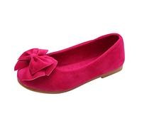Generisch Princess Single Shoes Baby Bowknot Child Children Girls Student Dance Solid Soft Baby Shoes, Hot Pink, 5 UK Child