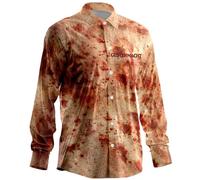 Generisch Problem Solved Halloween Shirt Men's Button Down Long Sleeve Shirt with Horror Bloody Summer Shirt Thin Comfortable Breathable Beach Shirt Lightweight Fashionable Costume Shirt Carnival