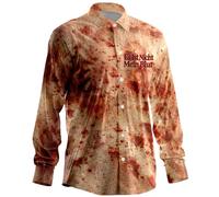 Generisch Problem Solved Halloween Shirt Men's Button Down Long Sleeve Shirt with Horror Bloody Summer Shirt Thin Comfortable Breathable Beach Shirt Lightweight Fashionable Costume Shirt Carnival