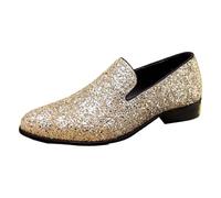 Generisch Product Category Men's Leather Shoes - Modern Slippers with Distinctive Details for Everyday Business Comfortable Slip Comfort Elegant Companion for Everyone, gold, 9 UK