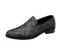 Generisch Product Category Men's Leather Shoes - Modern Slippers with Distinctive Details for Everyday Business Comfortable Slip Comfort Elegant Companion for Everyone, black, 7 UK