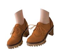 Generisch Product Category Shoe Models with Heel Comfortable Breathable Lace-Up Shoes for Everyday Use - Medium Heel Elegant Comfortable, brown, 2 UK