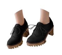 Generisch Product Category Shoe Models with Heel Comfortable Breathable Lace-Up Shoes for Everyday Use - Medium Heel Elegant Comfortable, black, 7 UK