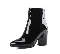 Generisch Product Category Women's Ankle Boots - Versatile Winter Trends with Elegant Zip Side High Heels Thick Sock Comfortable Hold, black, 7 UK