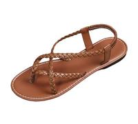 Generisch Product Category Women's Holiday Beach Strappy Sandals - Flat Shoes Lightweight Summer Shoes for Walks by the Sea on the Beach, brown, 8.5 UK
