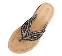 Generisch Product Category Women's Sandals | Product Title Large Sandals with Pearl Leaf Embellishment Trendy Summer Shoes in the Style of Internet Celebrities, black, 8.5 UK