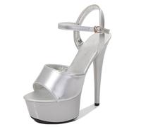 Generisch Product Category Women's Sandals Product Title Slim High Heel Party Women's Shoes High Heels Chunky Heels Fashion Shoes, silver, 5 UK