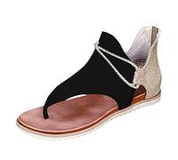 Generisch Product Category Women's Sandals | Product Title Women -Toe Shoes Zipper Comfortable Casual Beach Sandals For Women, black, 8 UK